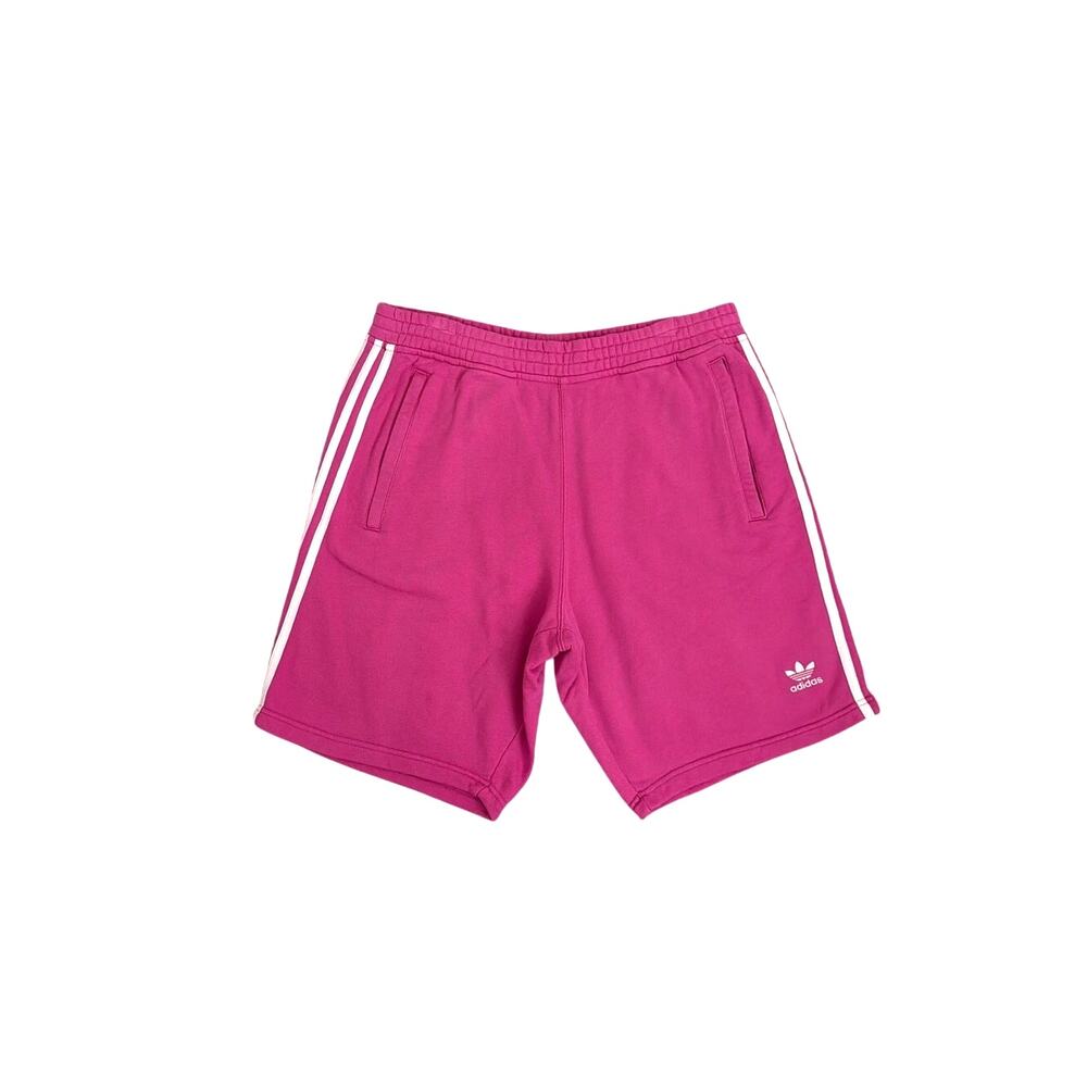 Adidas 3 Stripe Pink White Cotton Trefoill Casual Athletic Shorts Large